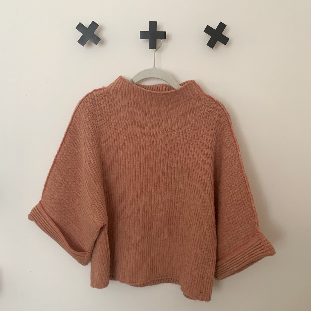 Peachy mock neck oversized sweater.